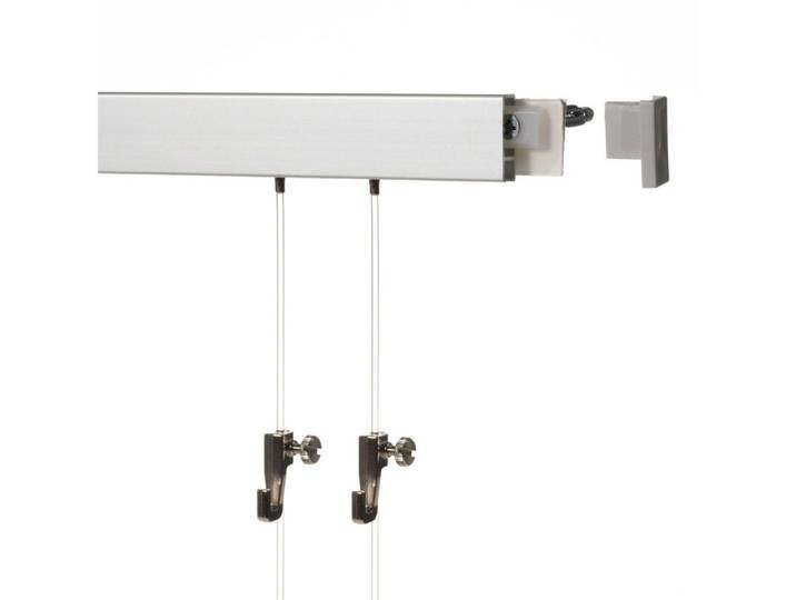 SOFT-RAIL Bilderschienenset Galerieschiene 12 Meter (8 x 1,5 m) BUDGET, Wandmontage, inkl. Montagematerial, Seile und Haken