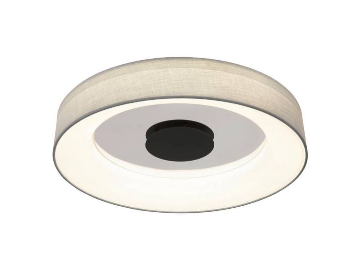 Globo Led-Deckenleuchte Terpsa, Grau, Opal, Schwarz, Weiß, Chromfarben, Metall, Kunststoff, rund, 46.8x9.8 cm, CE, Bluetooth-Lautsprecher, Farbtemperaturwechsler, Lampen & Leuchten, LED Beleuchtung, LED-Deckenleuchten