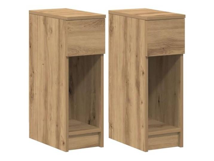 Tmriohed Nachttisch 2er Set mit Schublade Artisan-Eiche 20x36x60 cm Schmales 2er Set Beistelltisch fürs Schlafzimmer mit Schublade und Ablage, formstabil in Artisan-Eiche Optik.