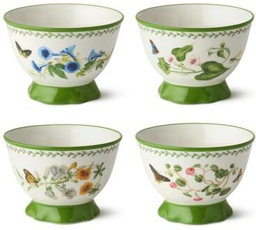 "Certified International Mirabella 5.25"" Footed Ice Cream/Dessert Bowls, Set of 4 Assorted Designs - 5.25""L x 5.25""W x 3.75""H"