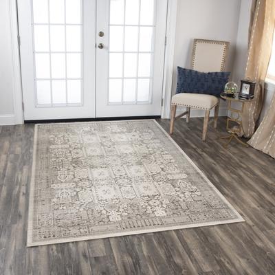 Alora Decor Graystone Ivory Ornate Blocks Persian Area Rug