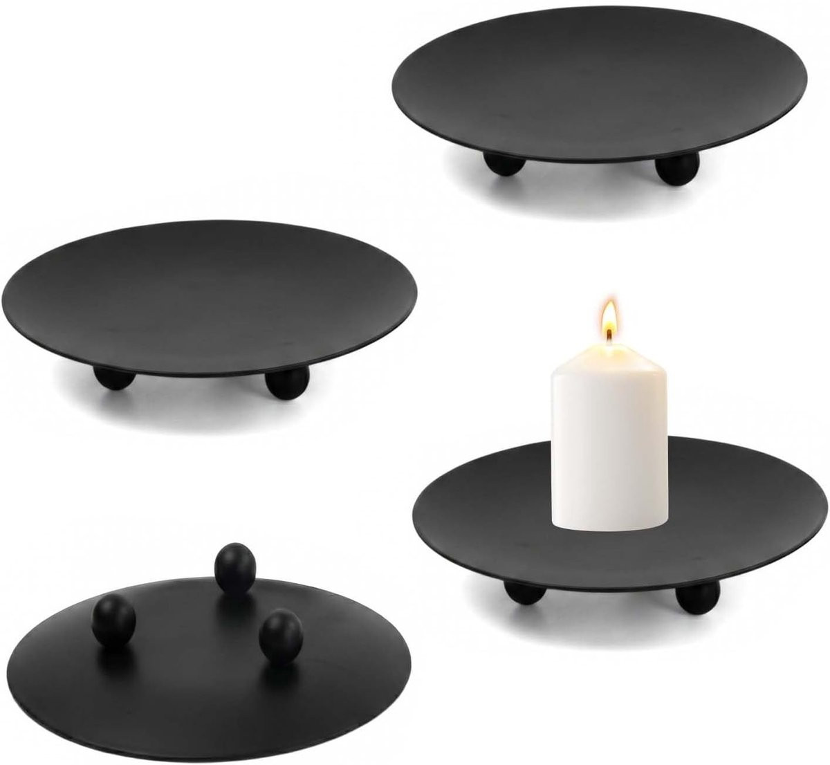 Set van 4 metalen kandelaarhouders voor pijlerkaarsen, 9 cm