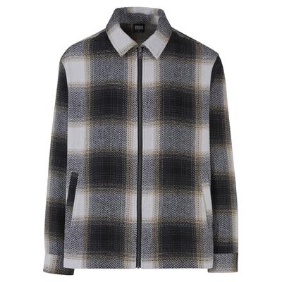 Langmantel URBAN CLASSICS "Urban Classics Herren Zipped Shirt Jacket", Herren, Gr. S, schwarz-weiß (wetsand, schwarz), 100% Polyester, Mäntel