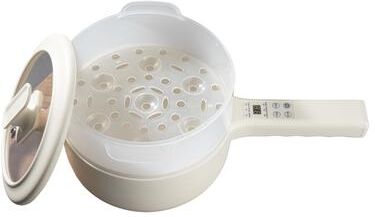 Ceramax Electric Hot Pot Nonstick Skillet Pan Mini Cooker with Steamer and Lid