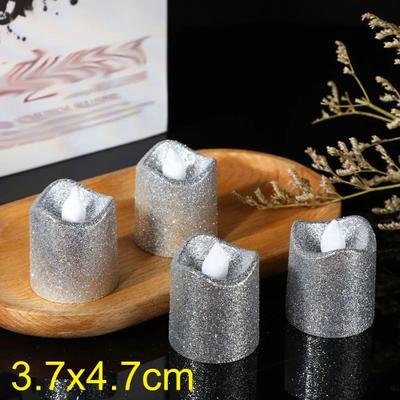 Uplift Treasures Glitter Flameless LED Tea Light Candles Multi Color Wave Design silver 4pcs