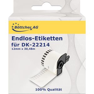 Böttcher-AG Brother-Etiketten für Brother DK-22214, Endlos-Etiketten, Papier, (HxB) 12mm x 30,48m