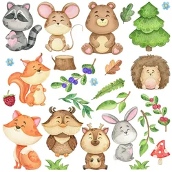 WANDAUFKLEBER 60x64cm - Niedliche Tiere
