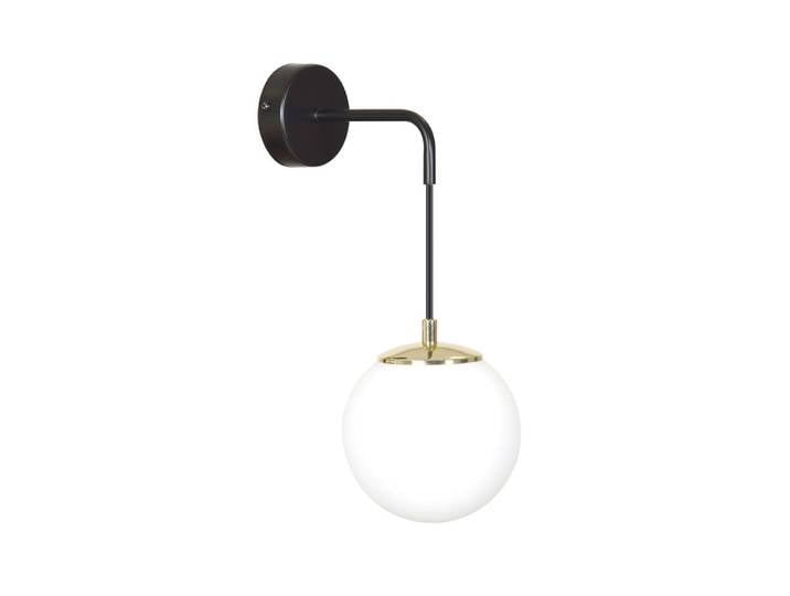 Applique murale élégante noire et dorée avec sphère en verre