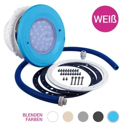 Pool Licht Premium, einzeln, LED-weiß, 12V, BWT, Blende adriablau