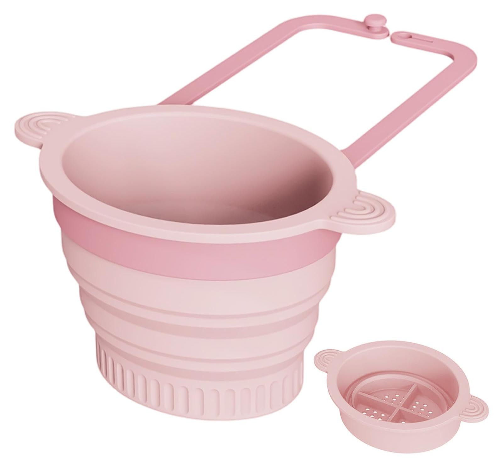 Dripio Spoelfilter 2-in-1, inklapbaar, siliconen, roze, B/D/H: 15 x 14 x 4 cm