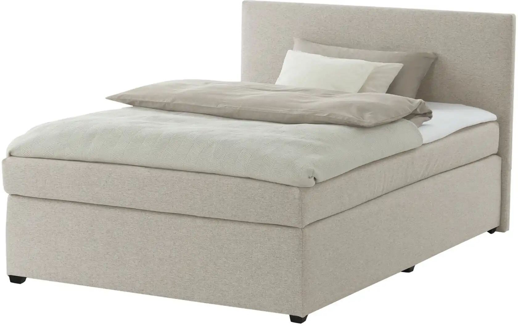 Höffner Boxspringbett mit Matratze und Topper  H3 Duke ¦ beige ¦ Maße (cm): B: 127 H: