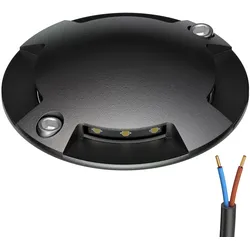 ledscom.de LED Bodenleuchte, Wegmarkierung RUNDA für außen, IP67, 4-flammig, schwarz, rund, 70mm Ø, warmweiß