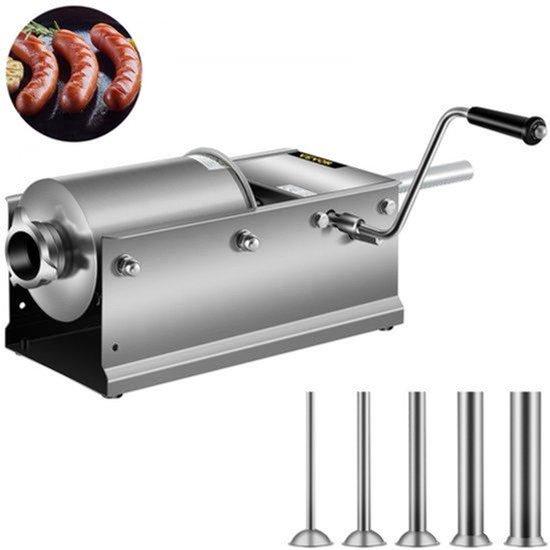 Manuelle Wurstfüller - 3 Liter - Edelstahl - 304 Material - Horizontaler Aufbau - Für die Herstellung von Wurst und Hotdogs