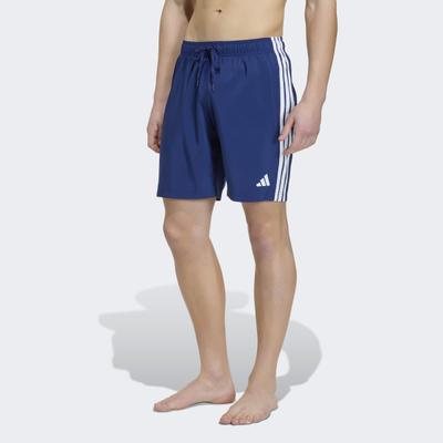 Badeshorts ADIDAS PERFORMANCE "3S SH 8IN", Herren, Gr. M, N-Gr, blau (dkblau, weiß), Obermaterial: 100% Polyester, Badehosen Badeshorts, sportliche Badeshorts, für Erwachsene, zum Schwimmen