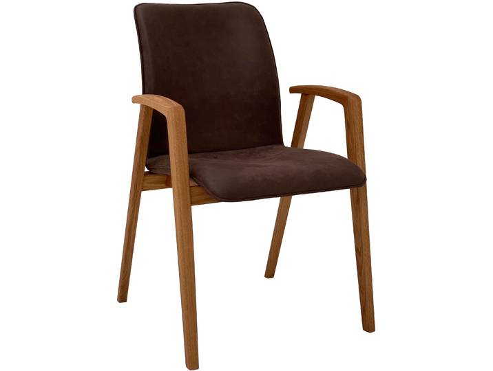 Armlehnstuhl MASSIVLINE & MORE Casablanca 10, Stuhl, Esszimmerstuhl, Küchenstuhl , braun (braun, braun, braun), B:56cm H:87cm T:64cm, Polyester, Stühle, Armlehnstuhl, Massivholz: Wildeiche geölt