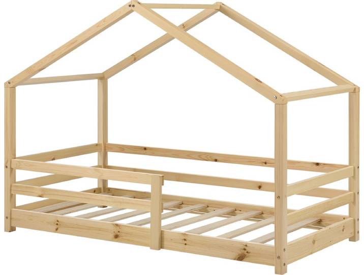 Kinderbed huisbed met uitvalbeveiliging 80x160 hout