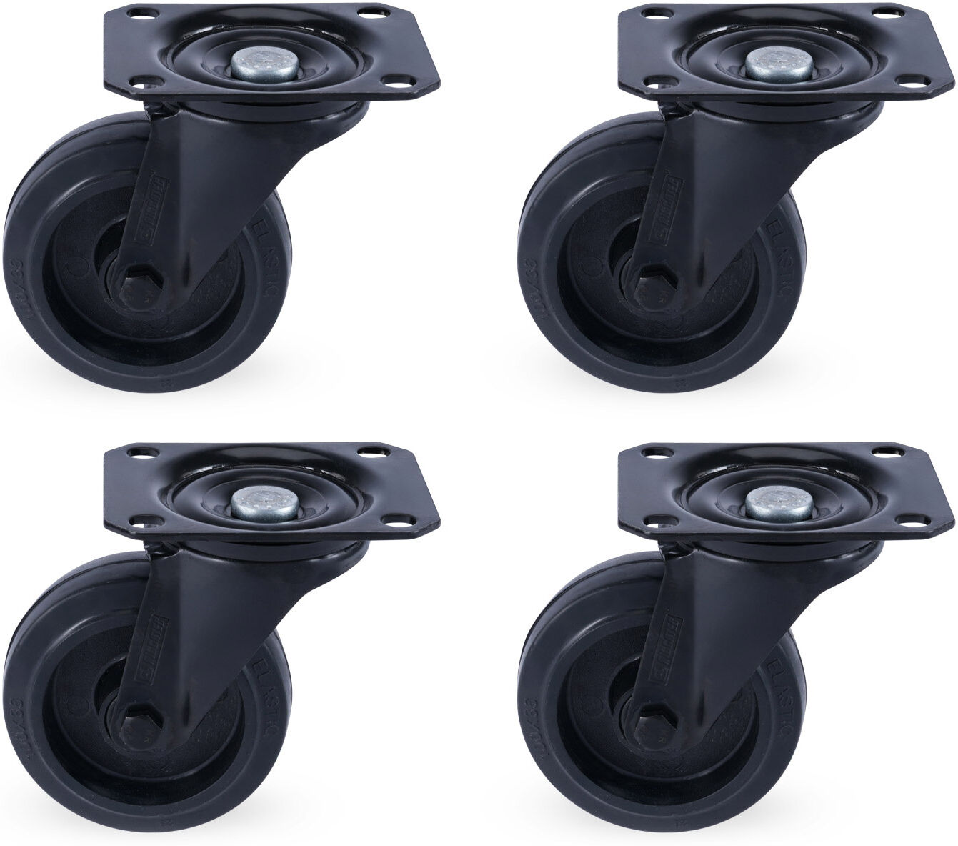 Riggatec Lenkrollensatz 100mm Black Wheel 4x Ohne Bremse
