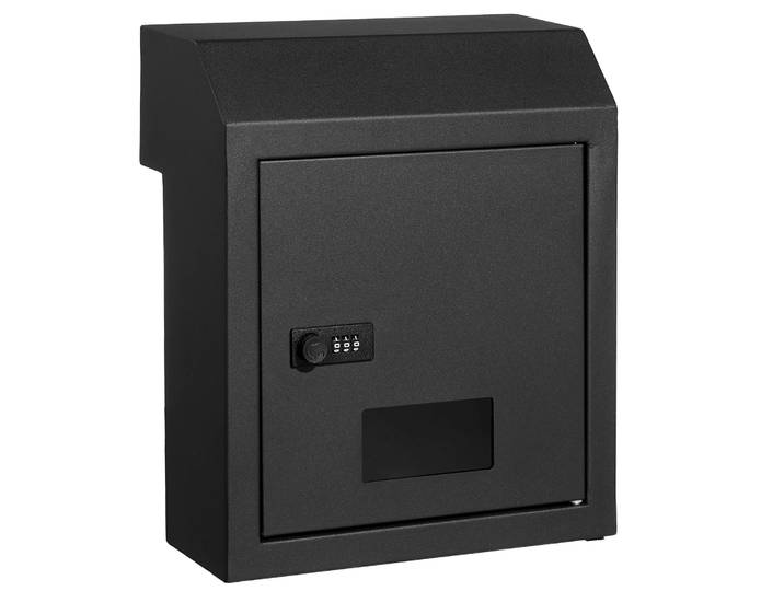 SucceBuy via la boîte de dépôt de clé de porte, plaque d'acier robuste à travers la boîte aux lettres de porte avec serrure à combinaison de 12 pouces, boîte de dépôt de courrier