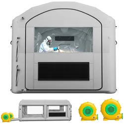 VEVOR Aufblasbare Lackierkabine 6x3x2,5 m Spritzkabine Lackierzelt Grau, mit 550-W- & 750-W-Gebläse Aktivkohlefiltration PVC-Fenster für ATV Motorrad & Mittelgroße Möbel Tragbar