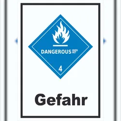 HB-Druck Schild wasserreaktive Stoffe Gefahr Dangerous when wet hochkant
