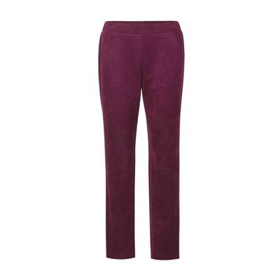 Chinohose GOLDNER "Knöchellange Velourslederhose LOUISA", Damen, Gr. 44, N-Gr, lila (beere), Obermaterial: 95% Polyester PES. 5% Elasthan EL., Modisch, Hosen Chinohose, Zierleistentaschen hinten