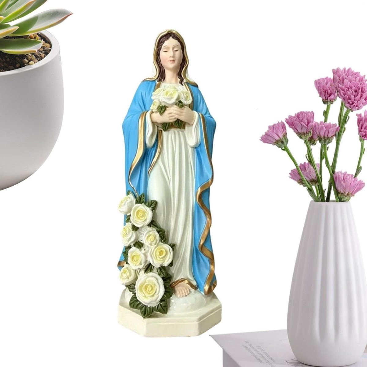 Moeder Maria Beeld - Heilige Moeder Figuur - Hoogte: 20 cm