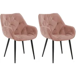 CLP 2er Set Stuhl Tanna Samt   Farbe: rosa