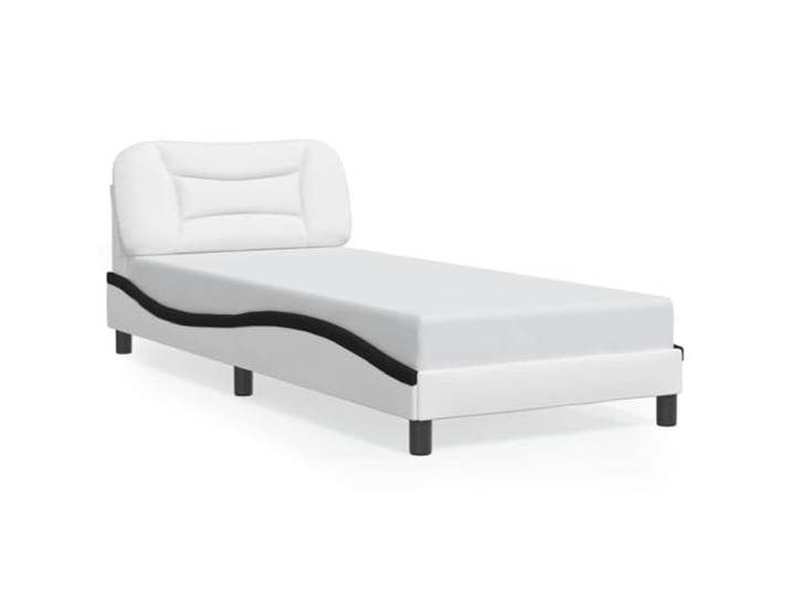 PUGYNBK Hvar-Bettrahmen ohne Matratze, Kunstleder, 90 x 200 cm Gepolstertes Kopfteil, Lattenrost im Lieferumfang enthalten, gewelltes Design, einfache Reinigung
