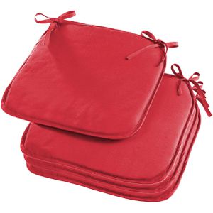 Zollner Stuhlkissen BELO, rot, für Innen, 38 x 38 x 2cm, mit Haltebändern, waschbar, 4 Stück