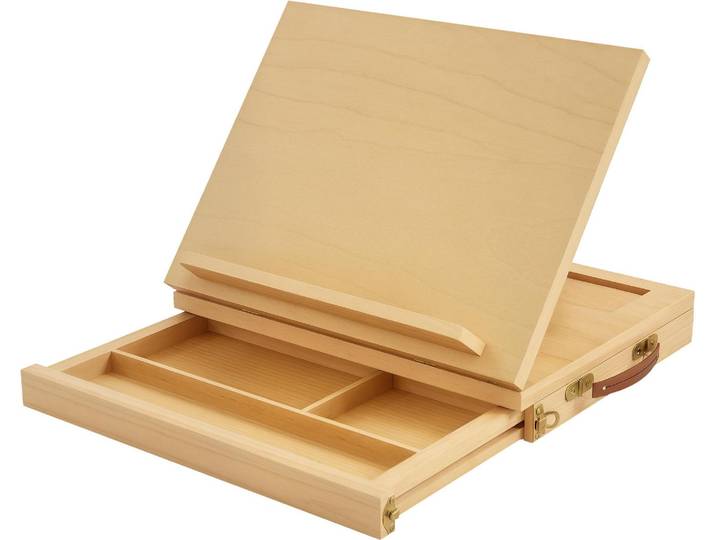 Vinsetto Chevalet de table en bois avec tiroir de rangement\, pour des toiles jusqu'à 24\,5 cm\, tableau de dessin et de croquis portable et pliable pour adultes\, débutants\, bois naturel