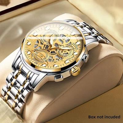 Neue multifunktionale Herrenuhr, luxuriöse Quarzuhr für Herren, im Dunkeln leuchtendes Display, skelettiertes Zifferblatt, präzise Zeitmessung, geeignet für den Alltag und Outdoor-Abenteuer, die