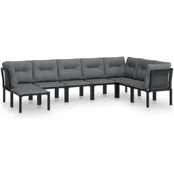 vidaXL, Gartenlounge, Hakonis (3x Eckteil + 4x Mittelteil + Fussstütze)