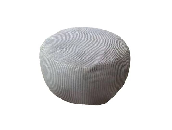 Relaxdays Pouf Cord\, HxD : 35 x 50 cm\, Gris Clair remplissage en polystyrène\, coussin rond\, tabouret de salon\, pouf