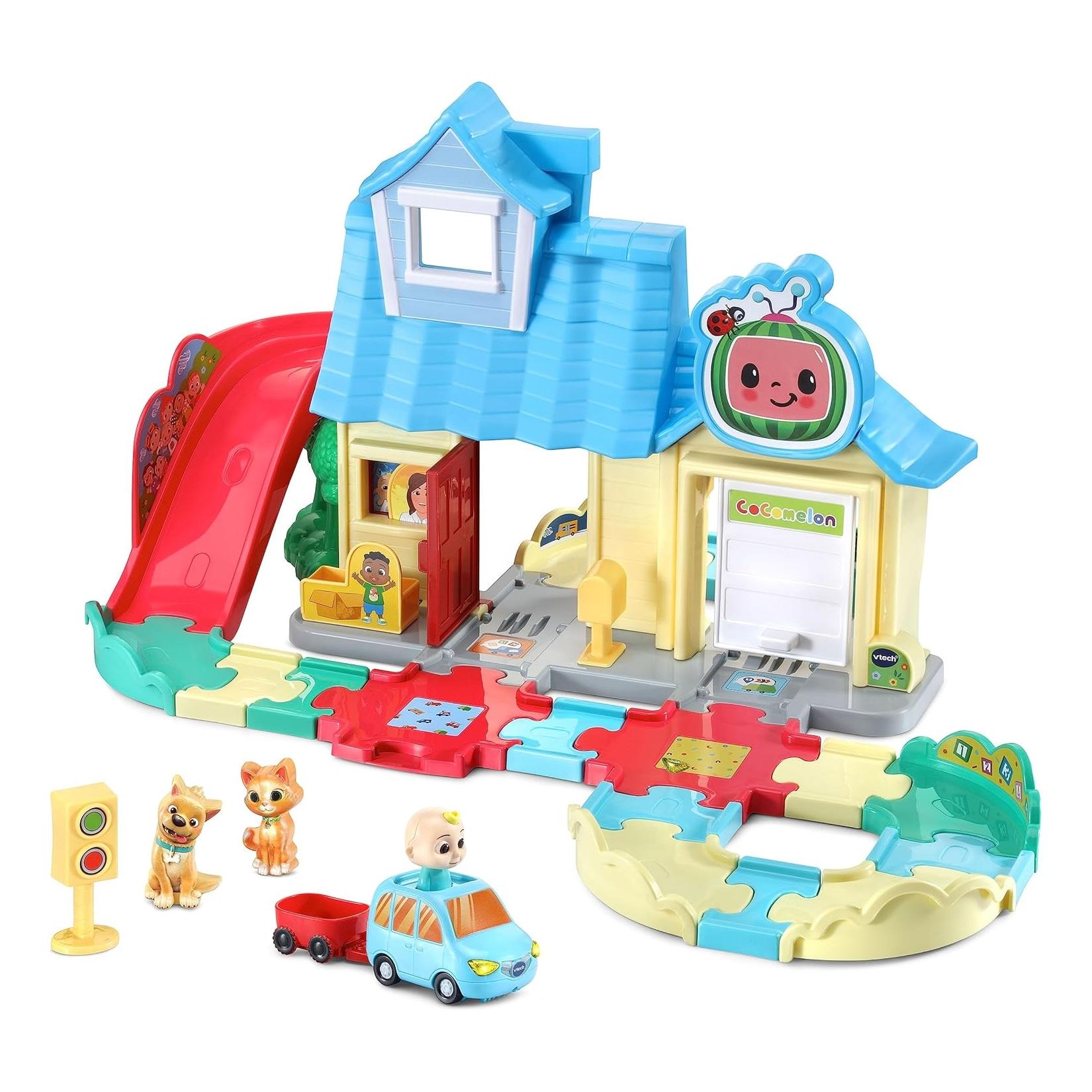 VTech CoComelon Tut Tut Baby Flitzer JJs Spielhaus Lernset mit Auto und Tieren
