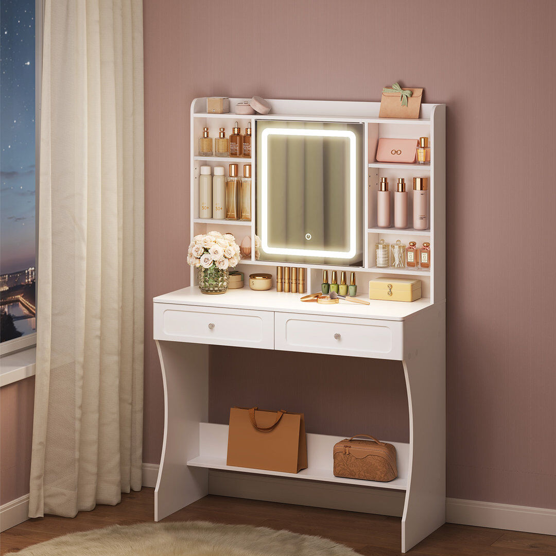 17 Stories Dressing Table White 140cm H X 90cm W X 40cm D