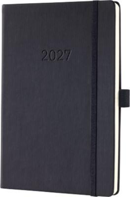 Sigel Wochenkalender Conceptum 2027, A5, Vertikal-Layout, für 1 Jahr, 192 Seiten, 1 Woche/2 Seiten, Stiftschlaufe, PU-Hardcover, schwarz
