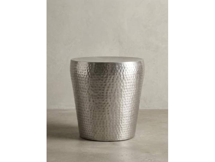 Beistelltisch rund Aluminium 41x41x41 cm Hammerschlag Dekotisch Silber
