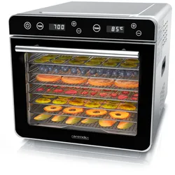 Arendo Dörrautomat Edelstahl, Temperaturregler von 35° bis 85°C, Dörrgerät, Dehydrator, 700 W, 8 Etagen, Obst, Fisch, Fleisch Dörrapparat
