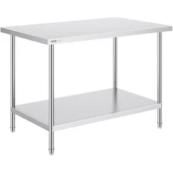 VEVOR Zubereitungstisch aus Edelstahl, Arbeitstisch aus Metall mit 3 einstellbaren Höhenstufen, gewerbliche Arbeitsstation für Küche, Garage, Restaurant, Hinterhof 762 x 1219 x 864 mm