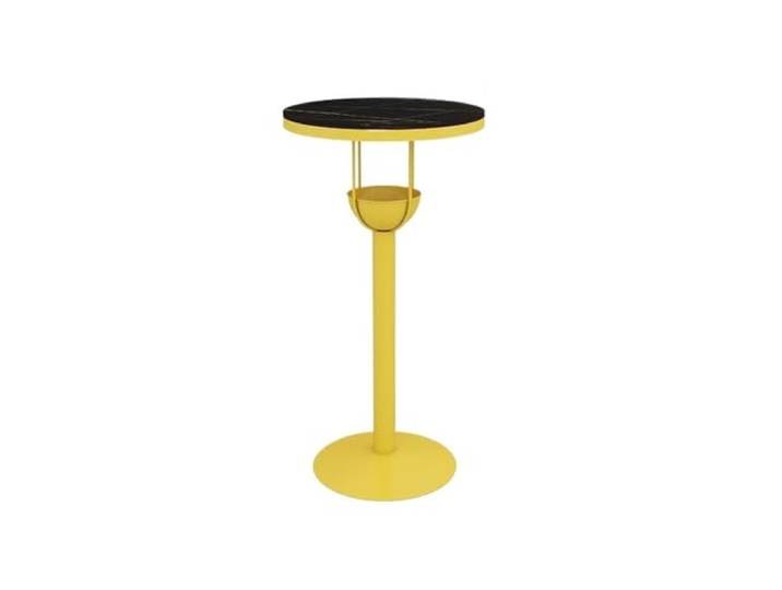 Bartisch Gelber Bartisch aus Steinplatte aus Eisen, for Zuhause, Balkon, Freizeit, rund, hohe Tischplatte, for Milchteeladen, Café(Groß)