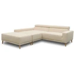Domo Eck-Schlafsofa »Malmö« mit Hocker - 248x172x72cm - creme -