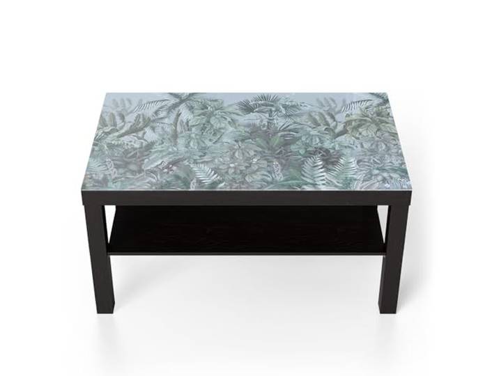 DEQORI Glastisch schwarz groß 90x50 cm Motiv Tropische Harmonie ausgefallener Beistelltisch aus Glas Hochglanz Couchtisch fürs Wohnzimmer moderner Couch Tisch mit Design