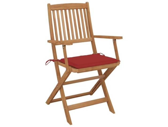 VIHHQGC Klappstühle, 4 Stück, mit Kissen, aus massivem Akazienholz Gartenstühle, Terrassenstühle, Sitzpolster, zwei Bänder, klappbar, platzsparend, robust, stabil, 110 kg