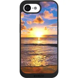 Nivocase Handyhülle für Apple iPhone 16e Hülle NIVOpure Case Schwarz Meer Sonnenuntergang Strand (Apple iPhone 16e), Smartphone Hülle, Schwarz