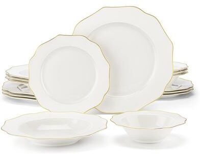 MALACASA 16-Piece New Bone China Dinnerware Set, Service for 4