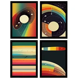 POSTER Set mit 4 Abstrakt Spiral Moderne Galaxien A3 Rahmenlos