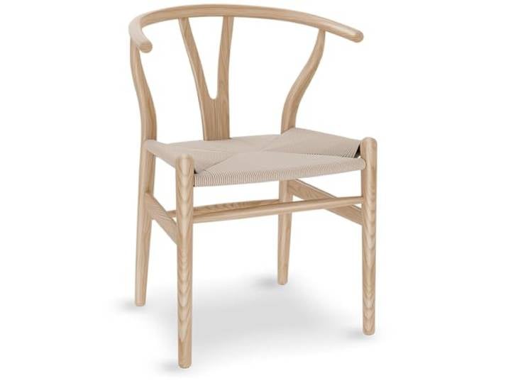 Polynices Esszimmerstuhl 1er Set, Massivholz Geflecht Sessel Stuhl Mid-Century Y-förmige Rückenlehne Esszimmerstühle.Natürliche Holzfarbe