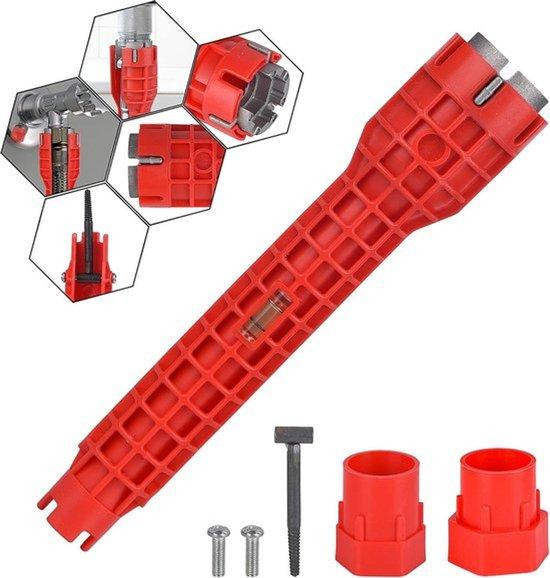 8-in-1 Multifunctionele Kraanmoersleutel en Toiletbril Reparatiekit - Rood