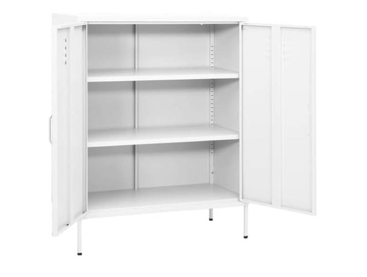 HKLGBVCR Aufbewahrungsschrank, weiß, 80 x 35 x 101,5 cm, Stahl, 2 Türen Verstellbare Einlegeböden im Inneren, verstellbare Niveaus am Boden, robuster Stahl, praktisches Design