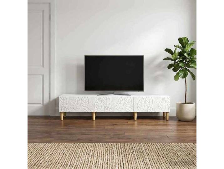 NEW Blanc Meuble télé - - Meuble TV 147X34 5X30 cm Blanc Bois d'ingénierie - design moderne(1parcel)8044738